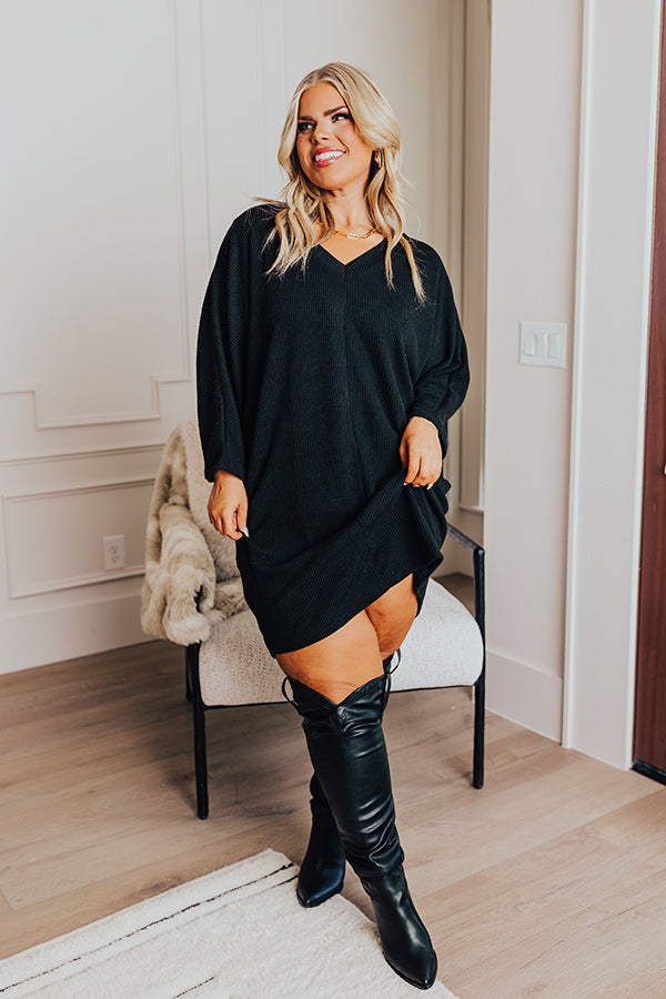 Casual Chats Shift Dress In Black Curves Casual Chats Shift Dress In Black Curves