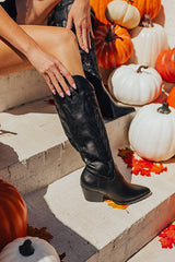 The Harris Faux Leather Cowboy Boot In Black