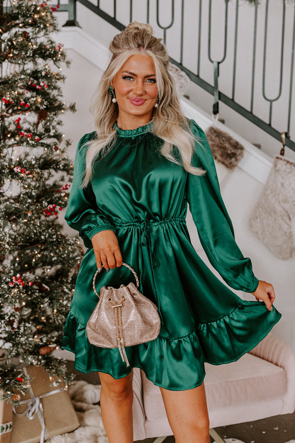 Tried And True Love Satin Dress In Hunter Green Tried And True Love Satin Dress In Hunter Green