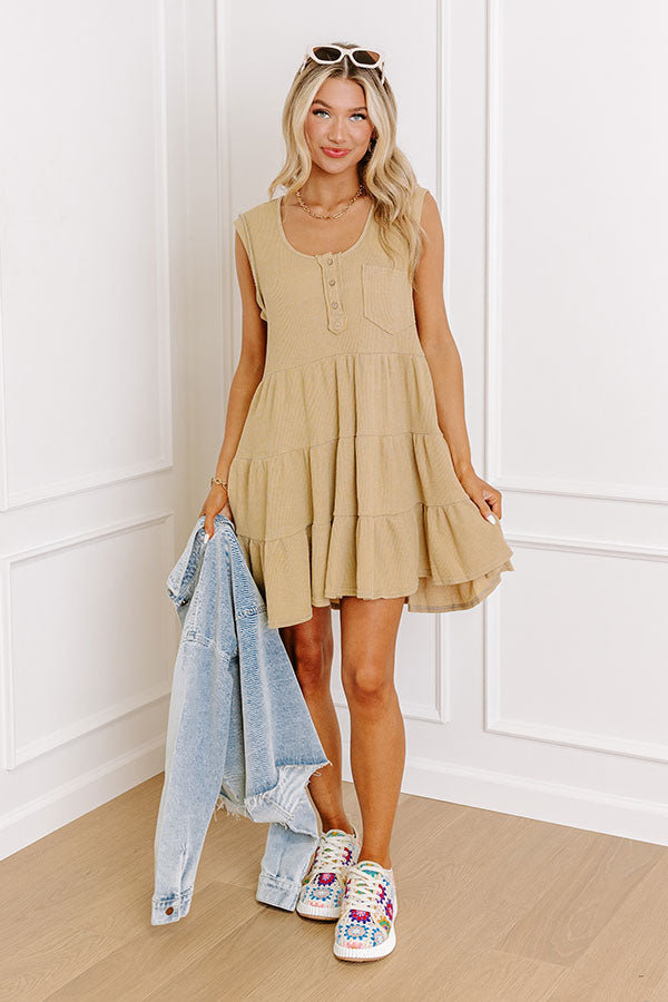 Long Time Coming Shift Dress In Beige L / Beige Long Time Coming Shift Dress In Beige L / Beige