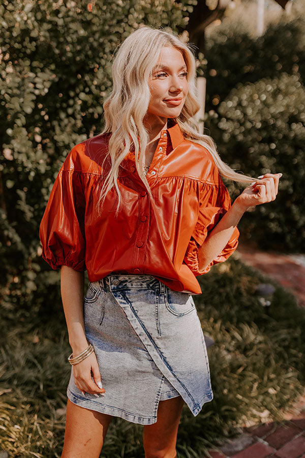 Fate Would Have It Faux Leather Top in Rust S / Rust Fate Would Have It Faux Leather Top in Rust S / Rust