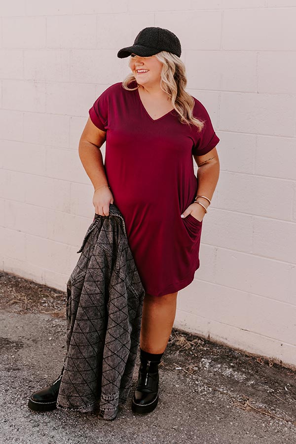 Back to Basics T-Shirt Dress in Wine Curves 1XL / Wine Back to Basics T-Shirt Dress in Wine Curves 1XL / Wine