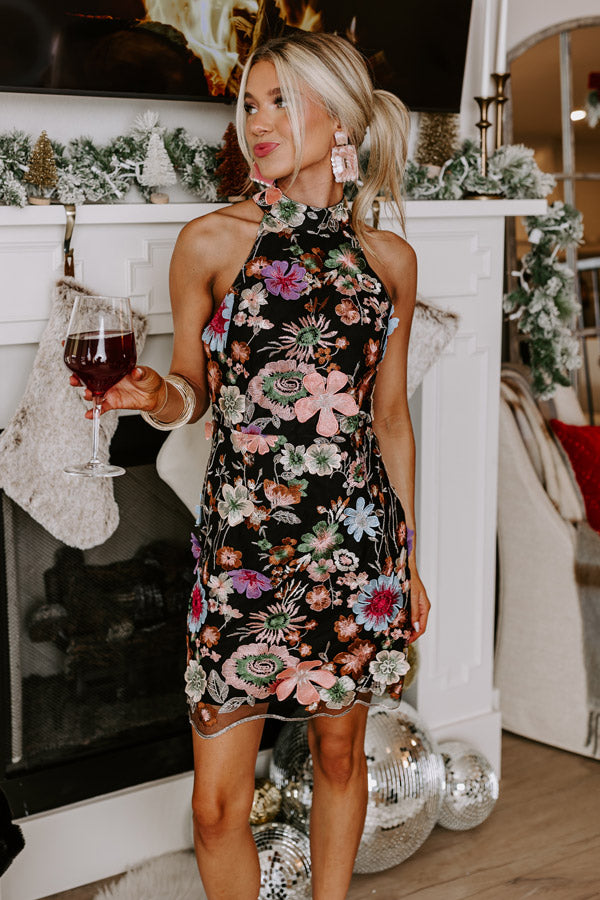 Exclusive Party Embroidered Mini Dress in Black Exclusive Party Embroidered Mini Dress in Black
