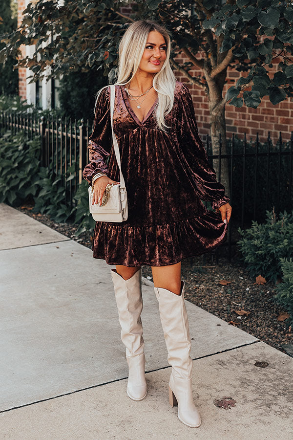 Social And Chic Velvet Babydoll Dress In Chestnut Impressions Online Boutique Social And Chic Velvet Babydoll Dress In Chestnut Impressions Online Boutique