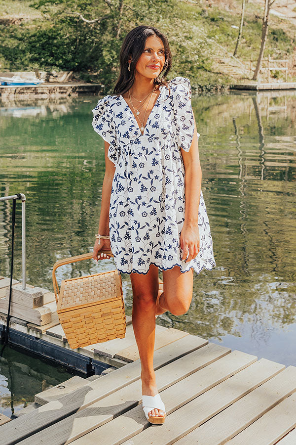 Ready For Vacay Embroidered Babydoll Dress in Navy M / Navy Ready For Vacay Embroidered Babydoll Dress in Navy M / Navy