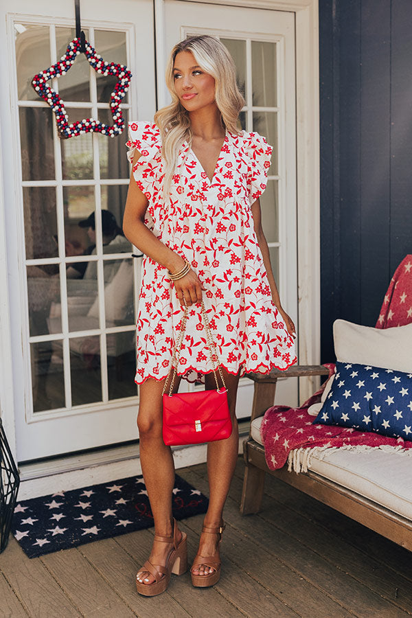 Ready For Vacay Embroidered Babydoll Dress in Red S / Red Ready For Vacay Embroidered Babydoll Dress in Red S / Red