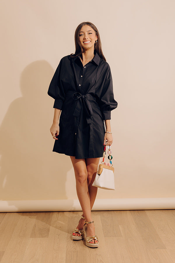Mykonos Stroll Button Down Mini Dress in Black Mykonos Stroll Button Down Mini Dress in Black