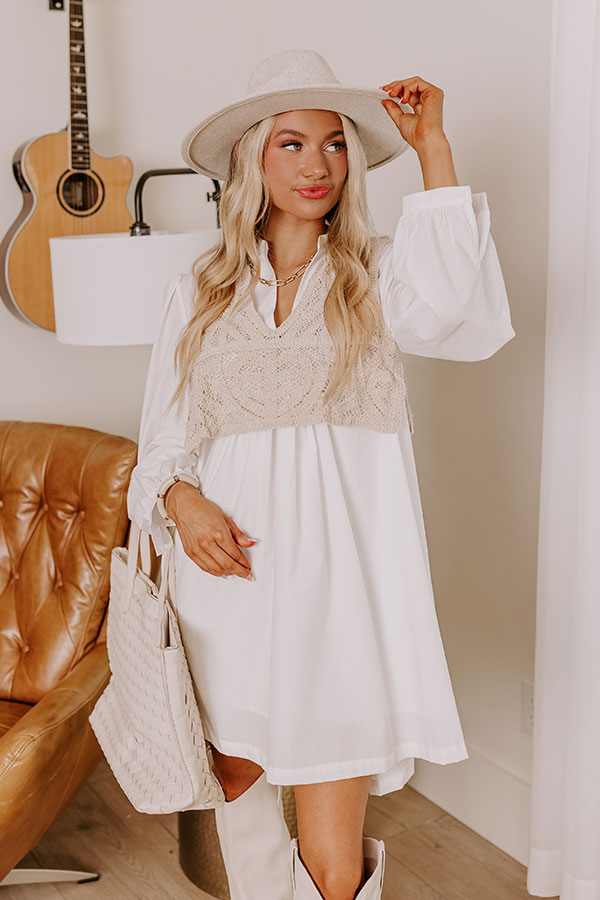 white mini boho dress bridal events White Embroidered Mini Dress |