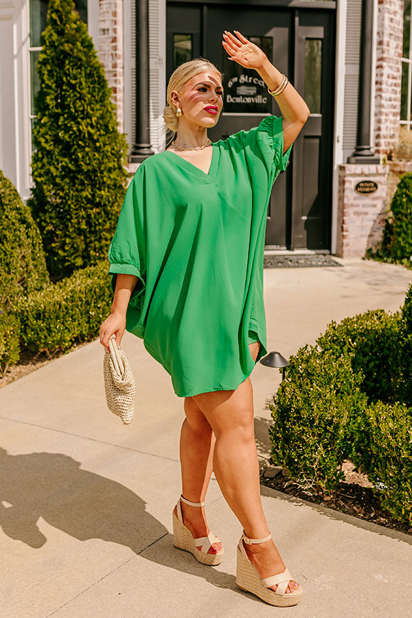 Take The Train Shift Dress In Kelly Green Curves Take The Train Shift Dress In Kelly Green Curves