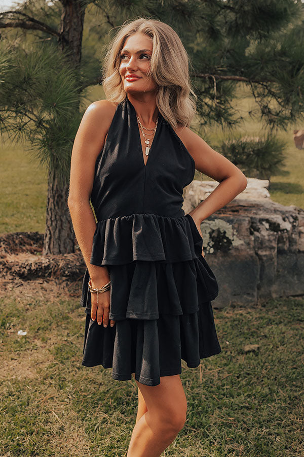 Writing Love Notes Ruffle Mini Dress in Black M / Black Writing Love Notes Ruffle Mini Dress in Black M / Black