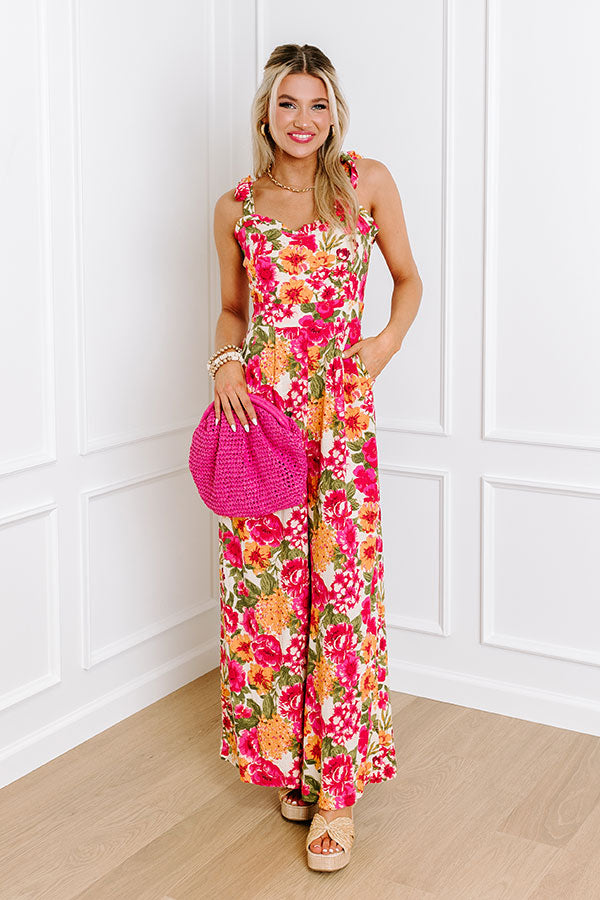Flower Bomb Linen Jumpsuit M / Hot-Pink Flower Bomb Linen Jumpsuit M / Hot-Pink