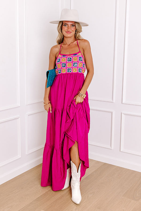 Key Largo Sunshine Crochet Maxi Dress S / berry Key Largo Sunshine Crochet Maxi Dress S / berry