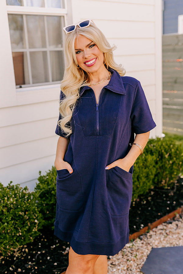 Casual Outing Mini Dress in Navy Curves Casual Outing Mini Dress in Navy Curves