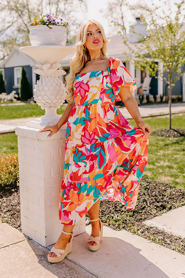 tropical floral maxi dress Cupshe Sun Happy Floral Maxi Dress - Blue