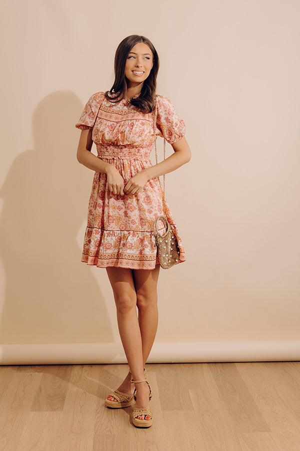 Sunday Strolls Floral Mini Dress in Peach L / Peach Sunday Strolls Floral Mini Dress in Peach L / Peach