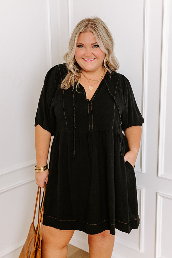 Summer Party Linen-Blend Mini Dress in Black Curves Impressions Online Boutique Summer Party Linen-Blend Mini Dress in Black Curves Impressions Online Boutique