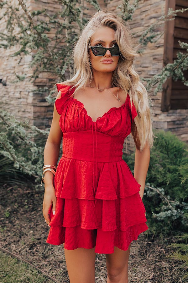 red romper dress Find Me On The Dance Floor Ruffle Romper in Red M / Red