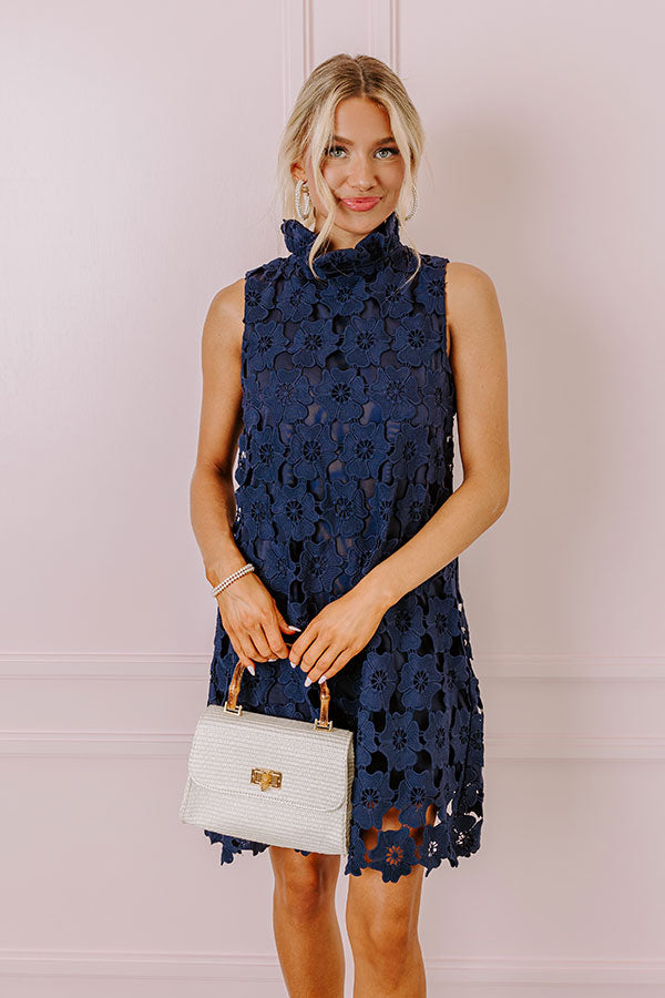 Champagne Toast Crochet Mini Dress in Navy Champagne Toast Crochet Mini Dress in Navy