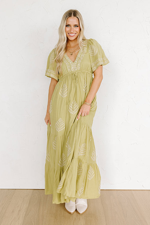 Venice Stroll Embroidered Maxi Dress in Chartreuse S / Chartreuse Venice Stroll Embroidered Maxi Dress in Chartreuse S / Chartreuse