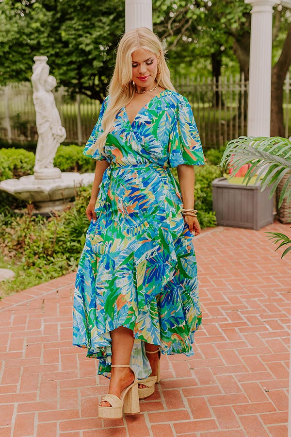 Party in Paradise Wrap Maxi Dress Curves 2XL / Blue Party in Paradise Wrap Maxi Dress Curves 2XL / Blue