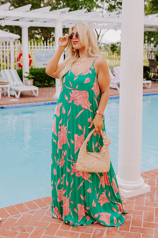 Vibrant Moment Floral Maxi Dress in Jade Curves Vibrant Moment Floral Maxi Dress in Jade Curves