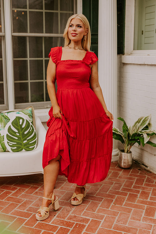 Napa Valley Retreat Smocked Midi in Red Curves 1XL / Red Napa Valley Retreat Smocked Midi in Red Curves 1XL / Red