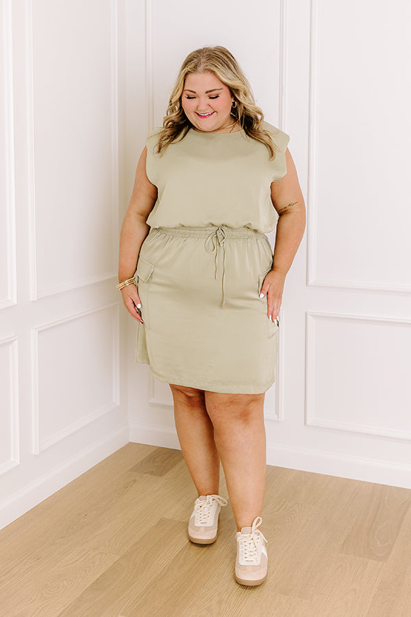 Central Park Stroll Cargo Mini Dress Curves 1XL / sage Central Park Stroll Cargo Mini Dress Curves 1XL / sage