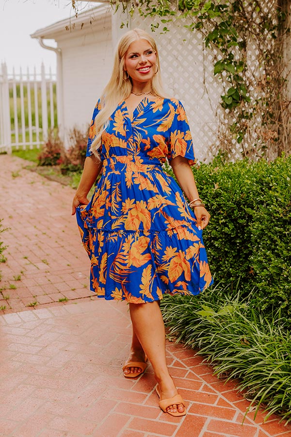Cruise Trip Ready Floral Mini Dress in Royal Blue Curves 1XL / royal-blue Cruise Trip Ready Floral Mini Dress in Royal Blue Curves 1XL / royal-blue