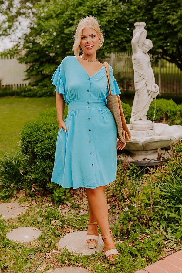 Farmer's Market Ready Linen-Blend Mini Dress XL / sky blue Farmer's Market Ready Linen-Blend Mini Dress XL / sky blue