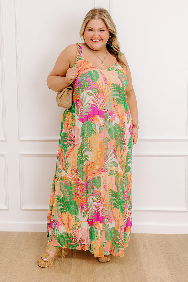 tropical chiffon maxi dress R.Vivimos Women Chiffon Print V Neck Long Sleeve Tie Waist Casual Boho Maxi Dresses (Small,Green) at Amazon Women's Clothing store
