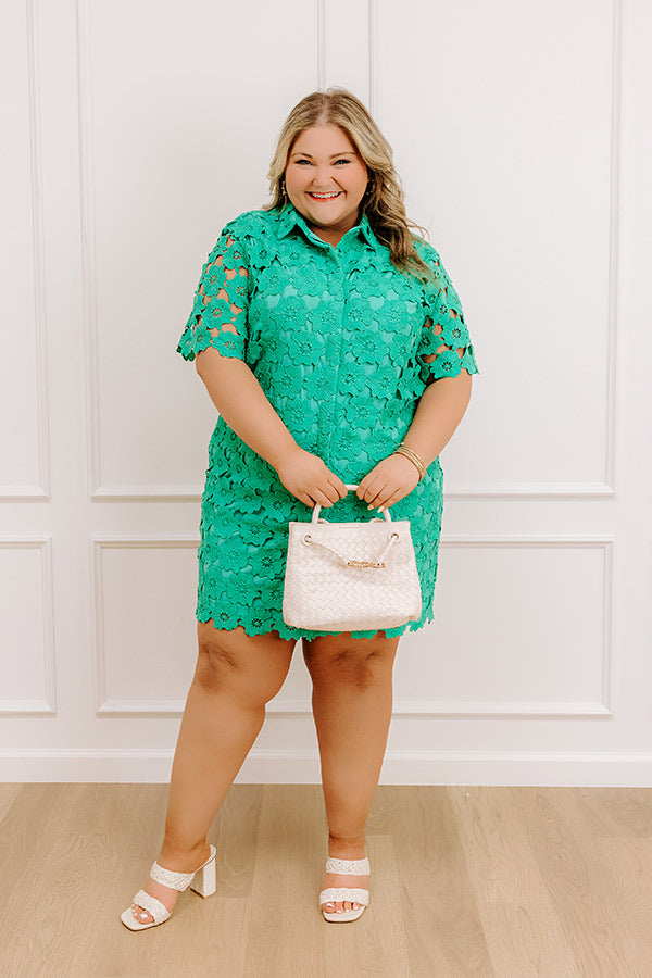 Sunshine Sunday Crochet Mini Dress in Emerald Curves XL / Emerald Sunshine Sunday Crochet Mini Dress in Emerald Curves XL / Emerald