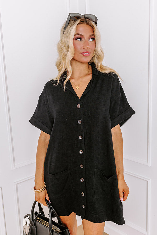 St. Lucia Bound Linen-Blend Mini Dress in Black S / Black St. Lucia Bound Linen-Blend Mini Dress in Black S / Black