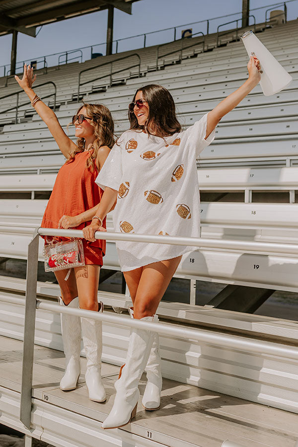 Football Season Sequin Mini Dress in White S / White
