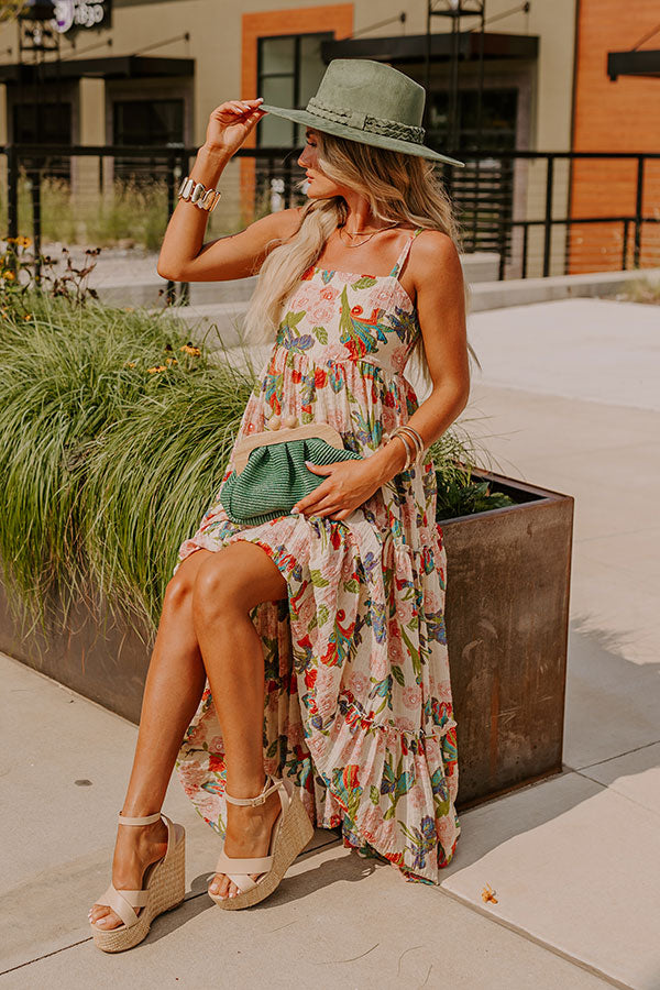 hibiscus print maxi dress Women's Under The Hibiscus Maxi Dress, Blue