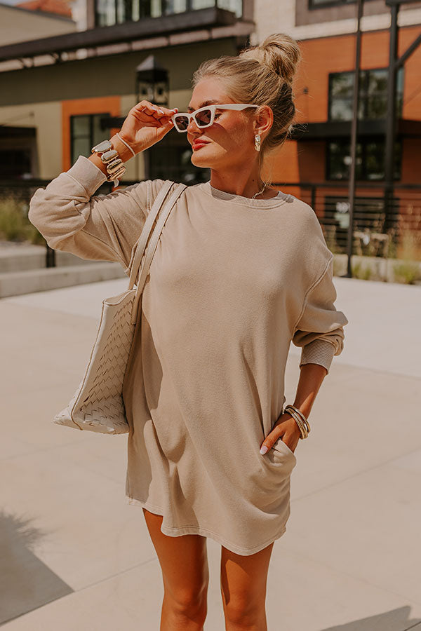 Cozy Classic Sweatshirt Mini Dress in Oatmeal Cozy Classic Sweatshirt Mini Dress in Oatmeal