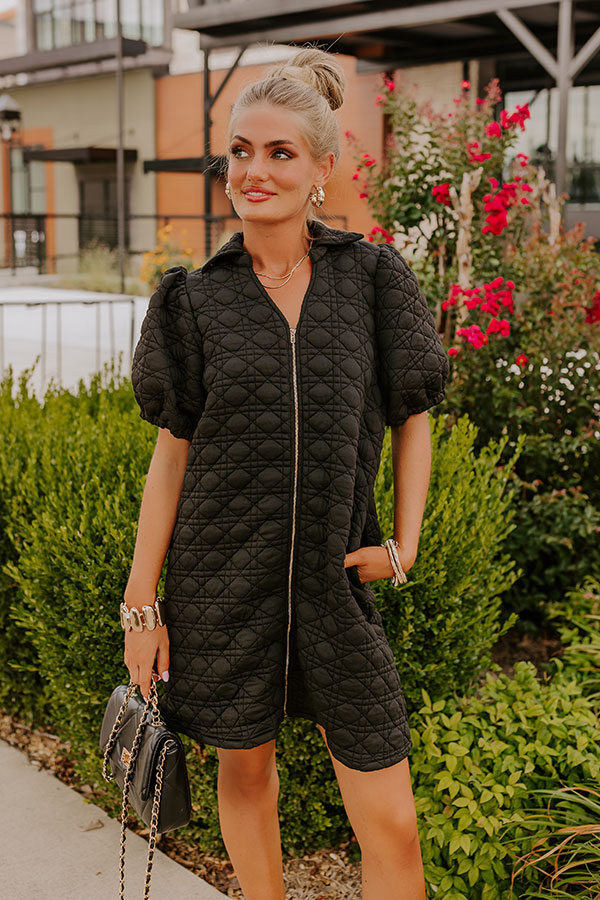 Chic Lifestyle Quilted Mini Dress in Black L / Black