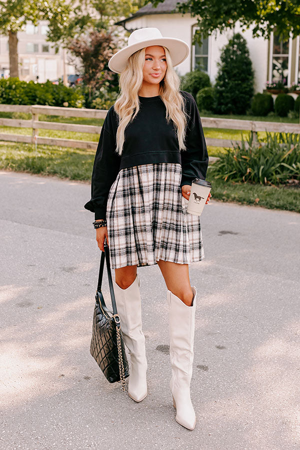 black and white plaid mini dress Autumn Plaid Mini Dress