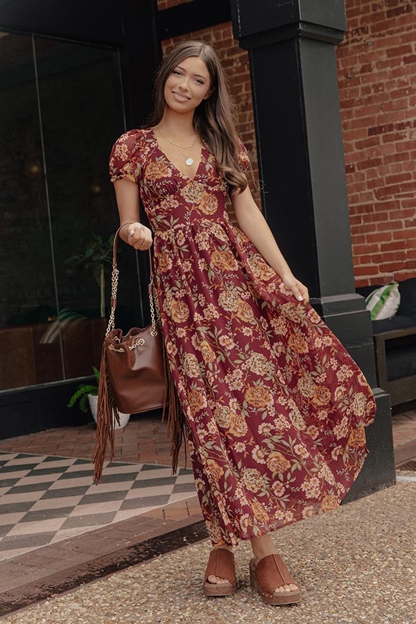 Wine For Two Floral Maxi Dress