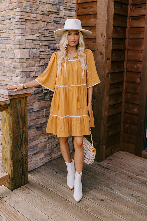 mustard orange dress Imogen Petite 3-Tier Ruffle Maxi Dress in Mustard Polka Jennafer Grace