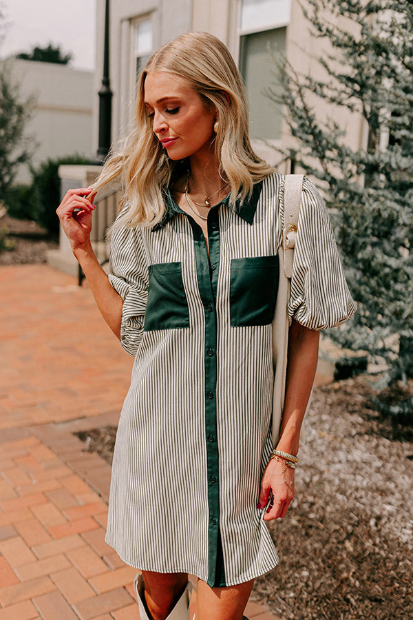 Country Club Cutie Button Down Mini Dress in Deep Forest XL / deep-forest Country Club Cutie Button Down Mini Dress in Deep Forest XL / deep-forest