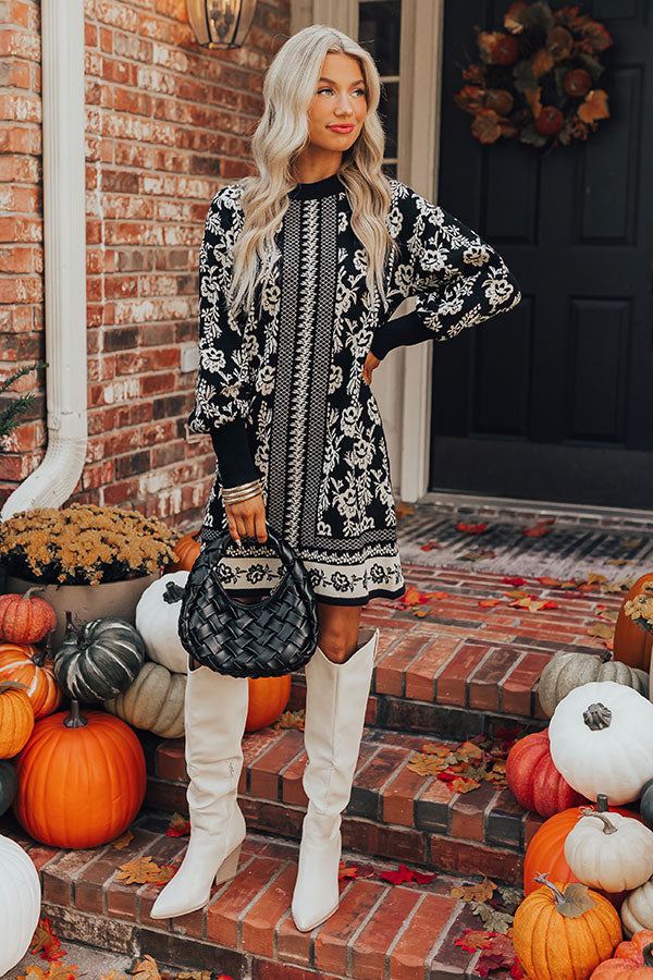 Sweetest Smile Floral Sweater Dress in Black Sweetest Smile Floral Sweater Dress in Black