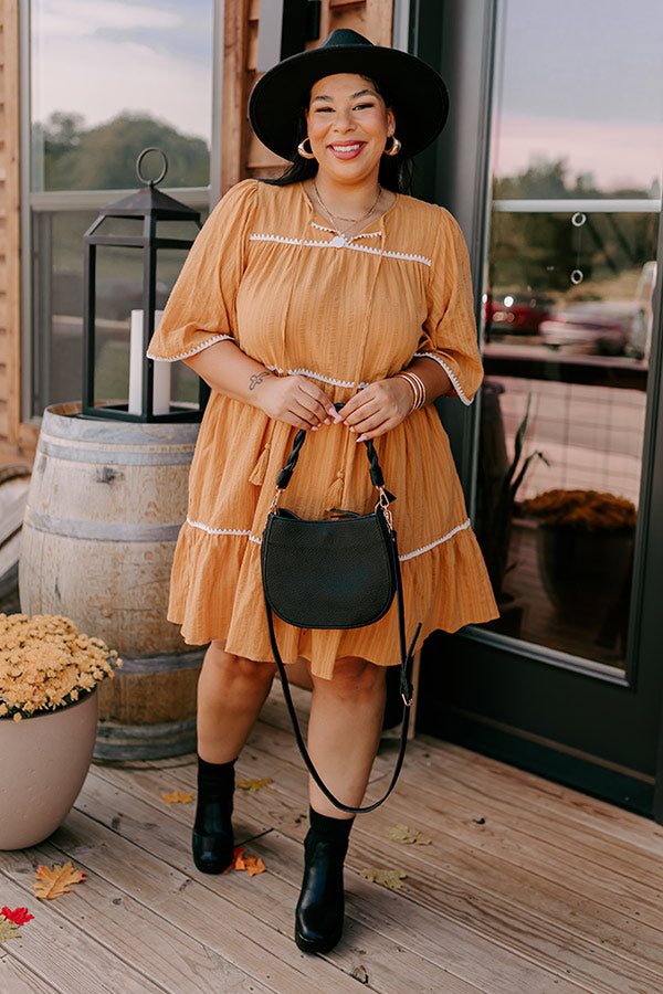 brown tiered mini dress Brown Bishop Sleeve Smocked Tiered Mini Dress