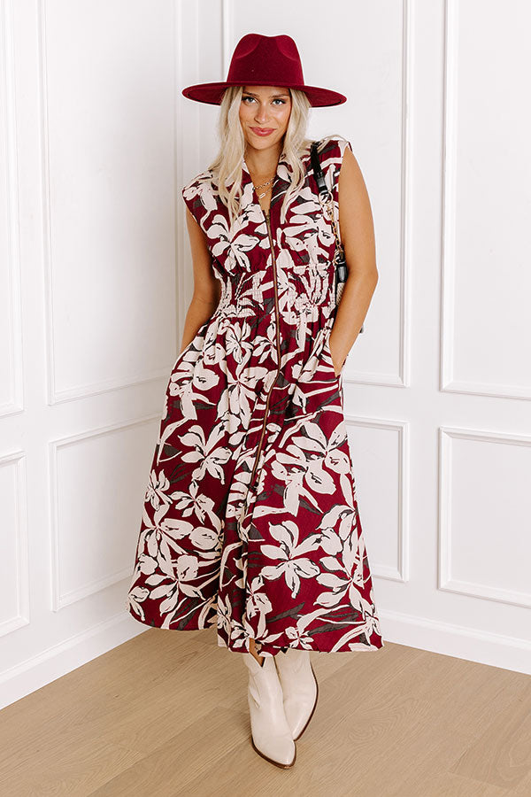 red winery dress Winery Welcome Floral Midi in Merlot L / Merlot