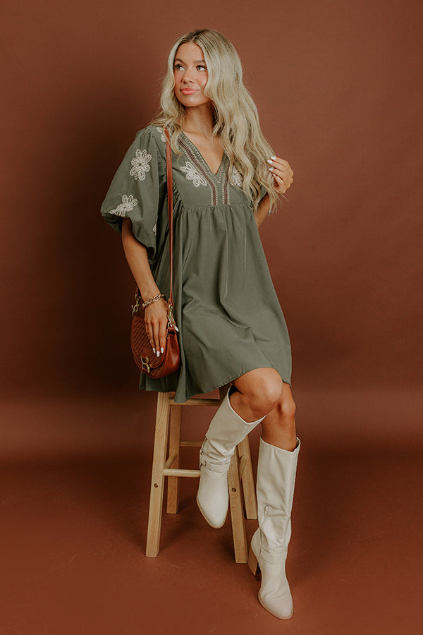 Tucson Sunsets Embroidered Mini Dress in Sage – Impressions Online Boutique