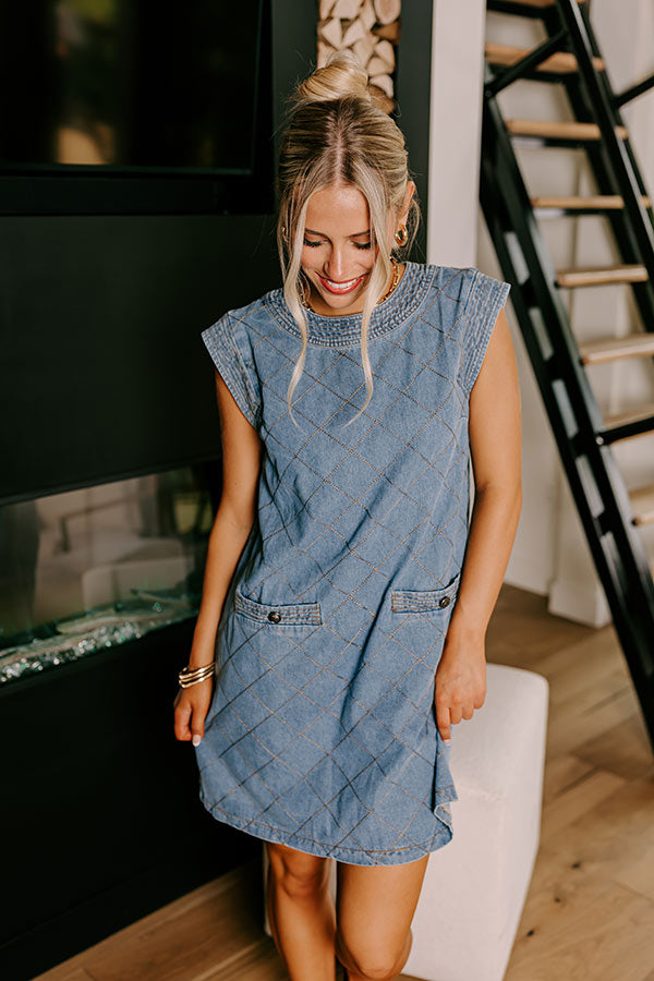 Metropolitan Muse Denim Mini Dress in Medium Wash S / Denim Medium Wash Metropolitan Muse Denim Mini Dress in Medium Wash S / Denim Medium Wash