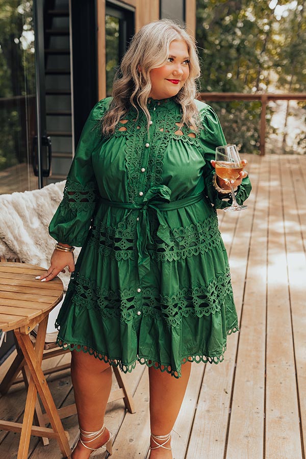 Candlelight Dinner Crochet Mini Dress in Hunter Green Curves Impressions Online Boutique Candlelight Dinner Crochet Mini Dress in Hunter Green Curves Impressions Online Boutique