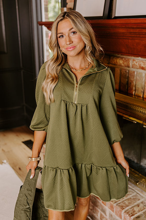Fall Mixer Mini Dress in Olive Fall Mixer Mini Dress in Olive