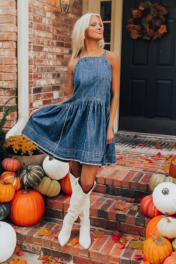 Always in Style Denim Mini Dress L / Denim Dark Wash Always in Style Denim Mini Dress L / Denim Dark Wash