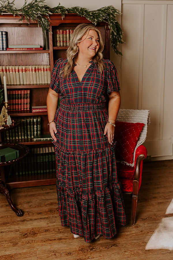 Polished Perfection Plaid Maxi Dress in Navy Curves Polished Perfection Plaid Maxi Dress in Navy Curves