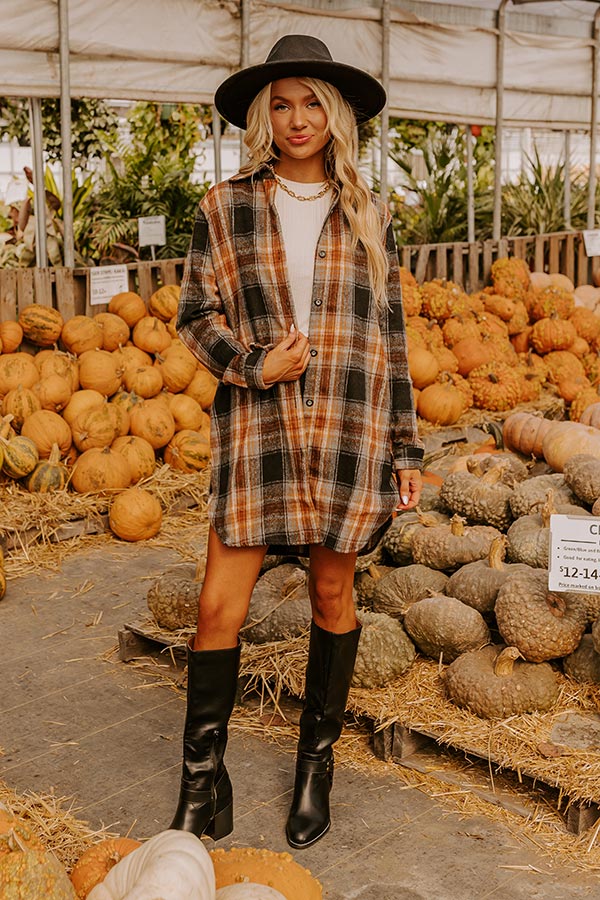 orange flannel dress Turn You Around Orange Plaid Dress Shop the Mint